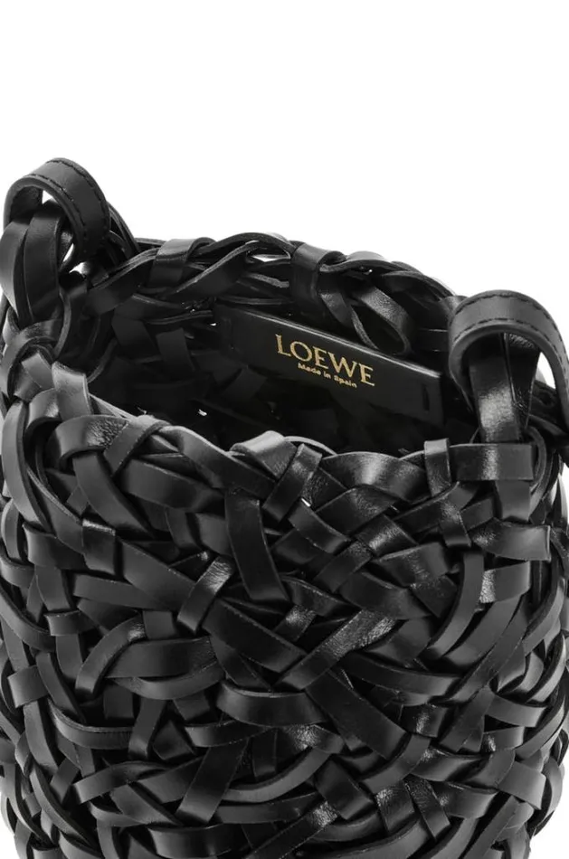 Loewe Small Nest Basket Bag In Calfskin Black Women Crossbody Bags