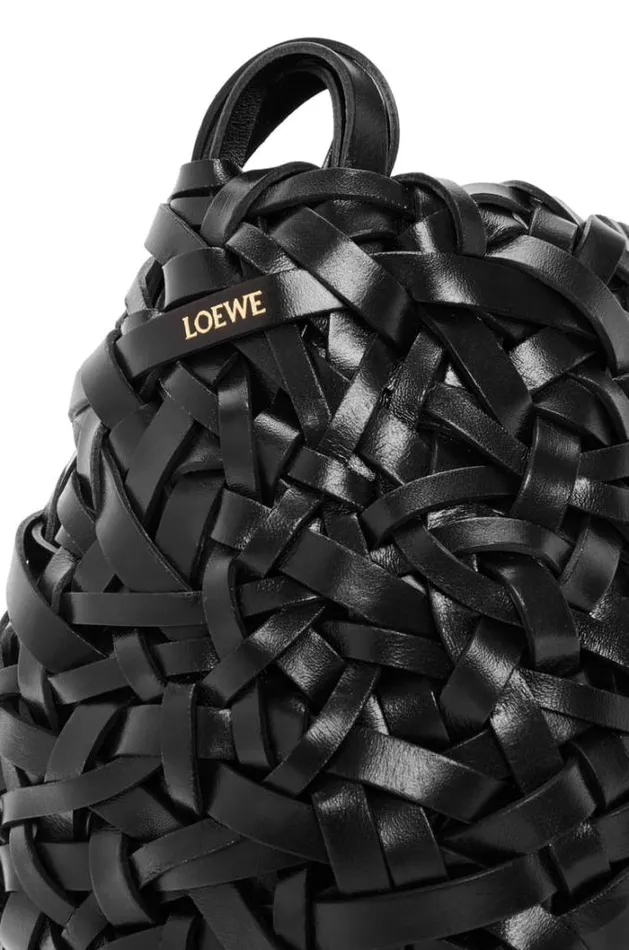 Loewe Small Nest Basket Bag In Calfskin Black Women Crossbody Bags