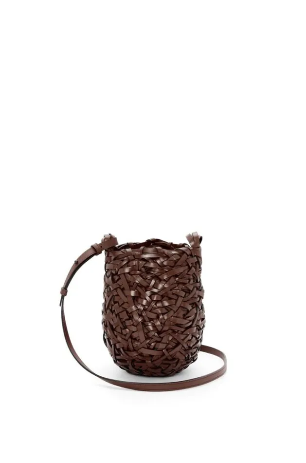 Loewe Small Nest Basket Bag In Calfskin Chestnut Women Crossbody Bags