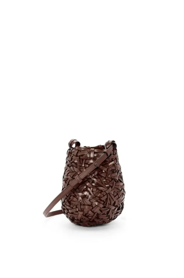 Loewe Small Nest Basket Bag In Calfskin Chestnut Women Crossbody Bags