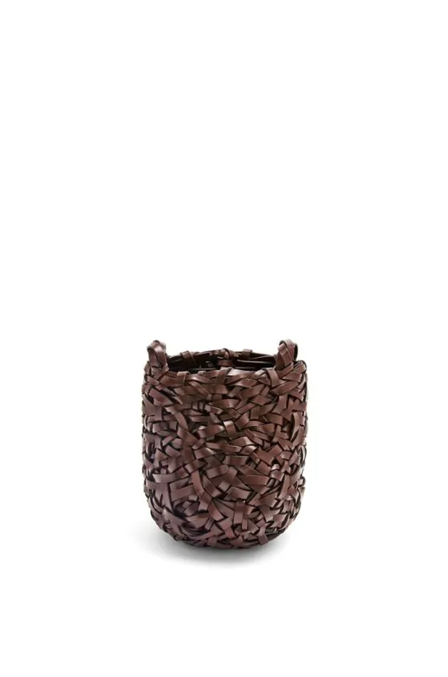 Loewe Small Nest Basket Bag In Calfskin Chestnut Women Crossbody Bags