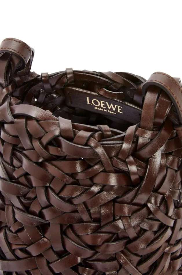 Loewe Small Nest Basket Bag In Calfskin Chestnut Women Crossbody Bags