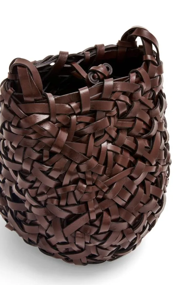 Loewe Small Nest Basket Bag In Calfskin Chestnut Women Crossbody Bags