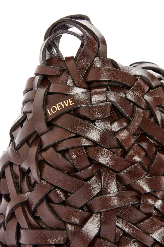 Loewe Small Nest Basket Bag In Calfskin Chestnut Women Crossbody Bags