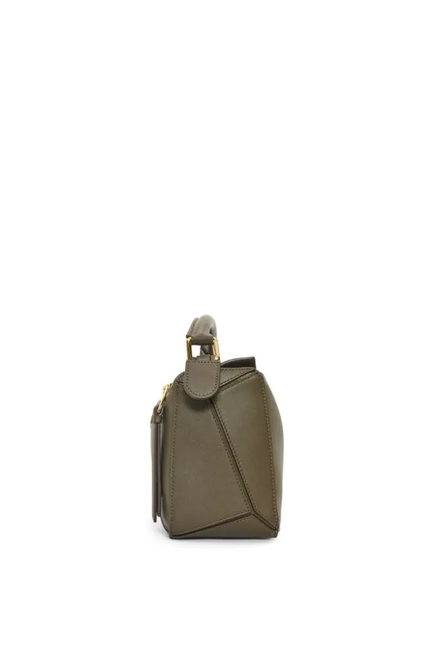Loewe Small Puzzle Bag In Classic Calfskin Dark Khaki Green Women Shoulder Bags