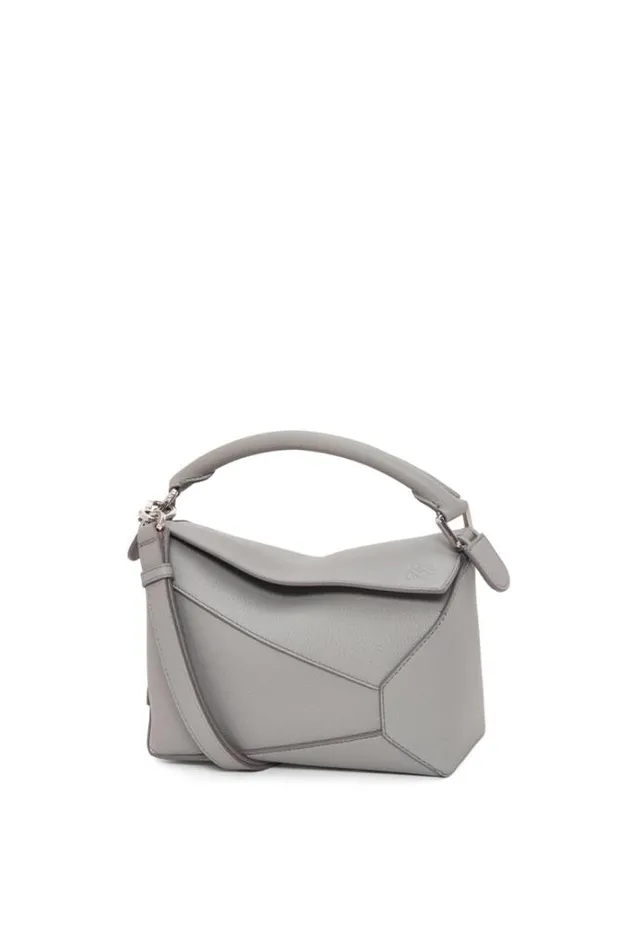 Loewe Small Puzzle Bag In Soft Grained Calfskin Pearl Grey Women Shoulder Bags