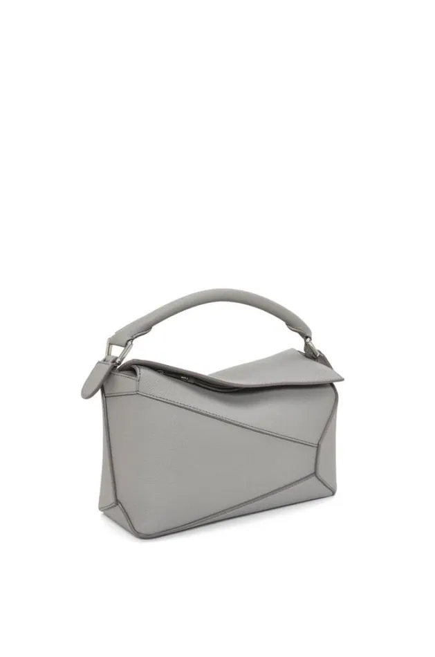 Loewe Small Puzzle Bag In Soft Grained Calfskin Pearl Grey Women Shoulder Bags
