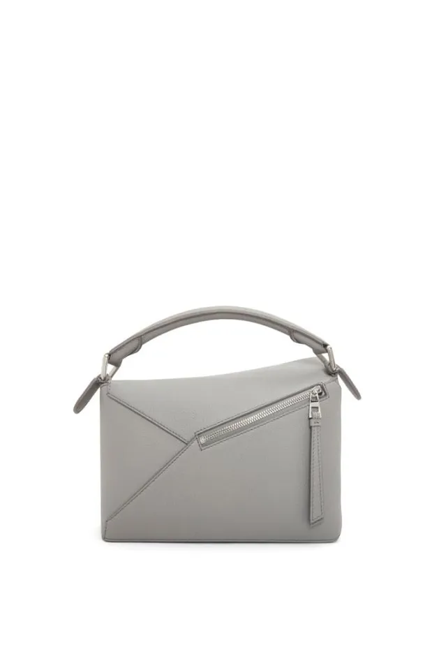 Loewe Small Puzzle Bag In Soft Grained Calfskin Pearl Grey Women Shoulder Bags