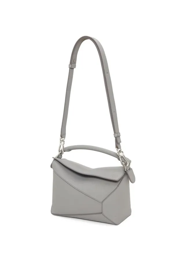Loewe Small Puzzle Bag In Soft Grained Calfskin Pearl Grey Women Shoulder Bags