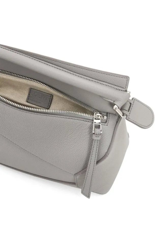 Loewe Small Puzzle Bag In Soft Grained Calfskin Pearl Grey Women Shoulder Bags