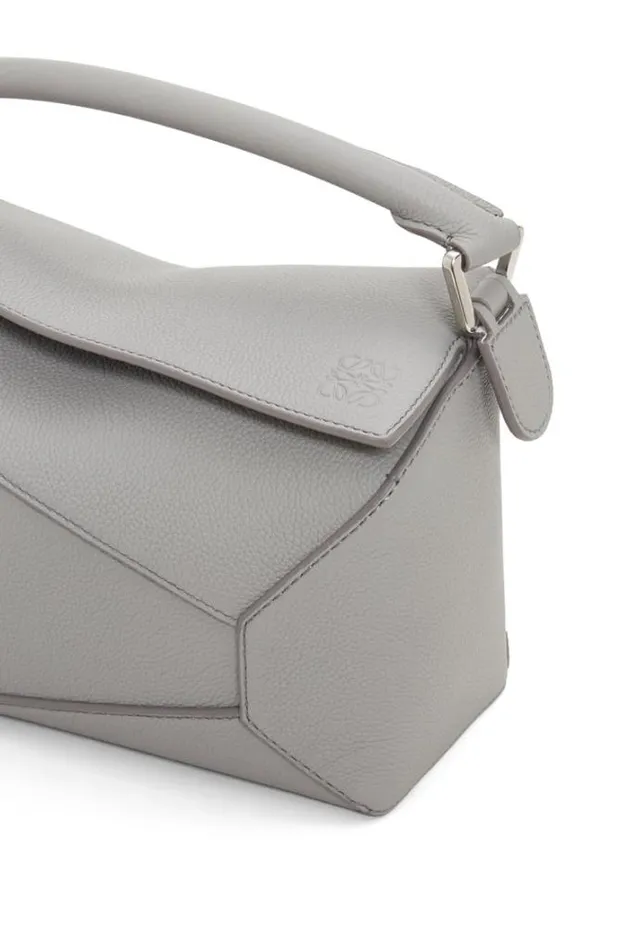 Loewe Small Puzzle Bag In Soft Grained Calfskin Pearl Grey Women Shoulder Bags