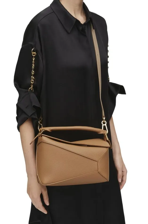 Loewe Small Puzzle Bag In Soft Grained Calfskin Toffee Women Shoulder Bags