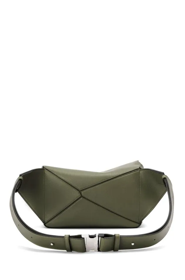 Loewe Small Puzzle Bumbag In Classic Calfskin Khaki Green Men Shoulder Bags