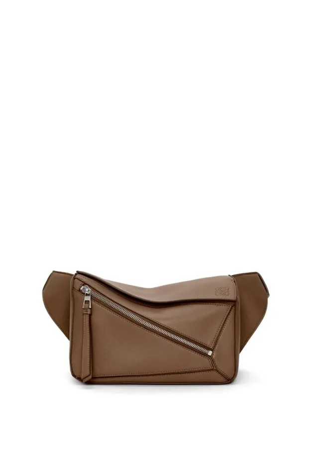 Loewe Small Puzzle Bumbag In Classic Calfskin Winter Brown Men Belt Bags