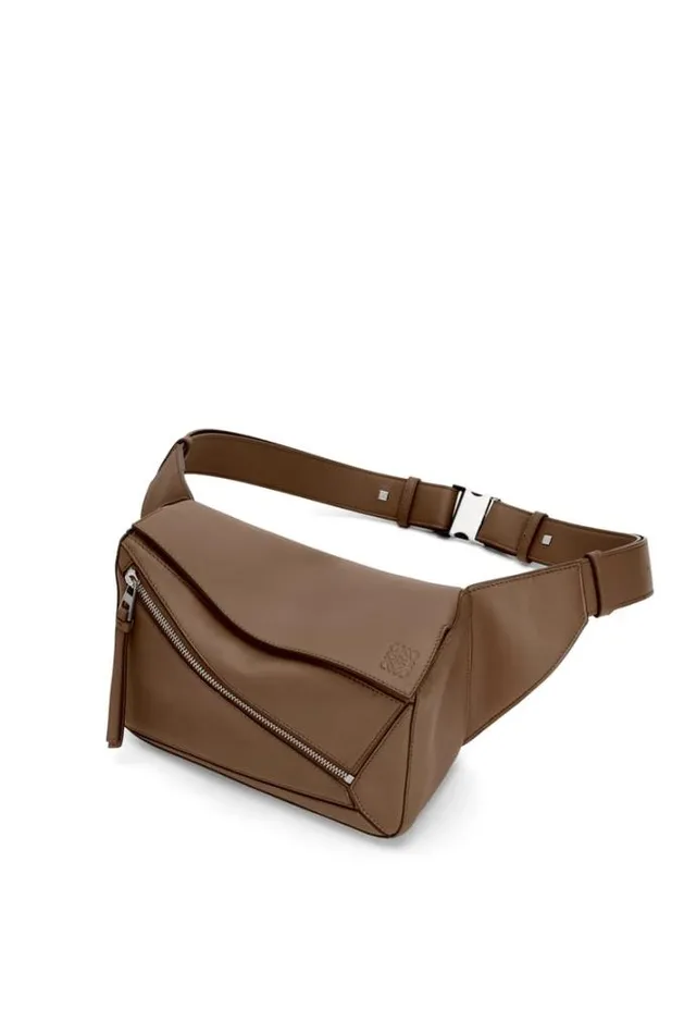 Loewe Small Puzzle Bumbag In Classic Calfskin Winter Brown Men Belt Bags