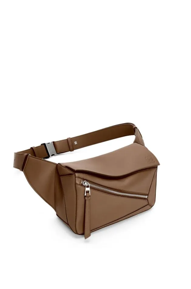 Loewe Small Puzzle Bumbag In Classic Calfskin Winter Brown Men Belt Bags