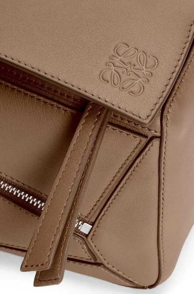 Loewe Small Puzzle Bumbag In Classic Calfskin Winter Brown Men Belt Bags