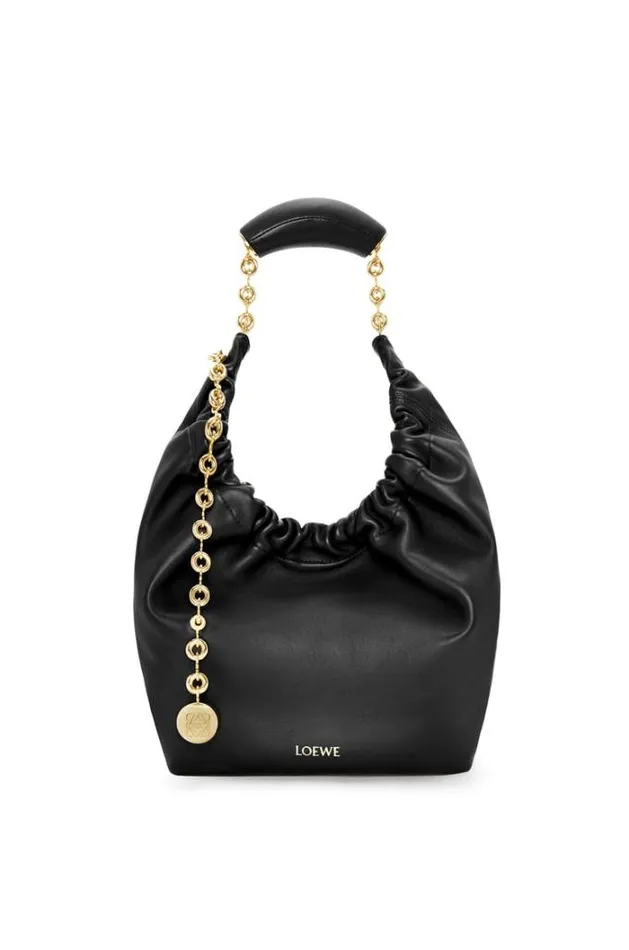 Loewe Small Squeeze Bag In Nappa Lambskin Black Women Shoulder Bags