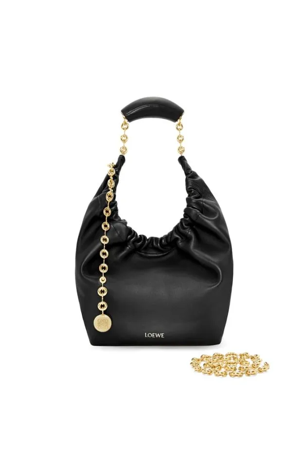 Loewe Small Squeeze Bag In Nappa Lambskin Black Women Shoulder Bags