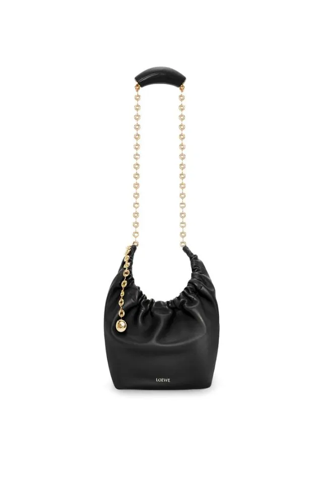 Loewe Small Squeeze Bag In Nappa Lambskin Black Women Shoulder Bags