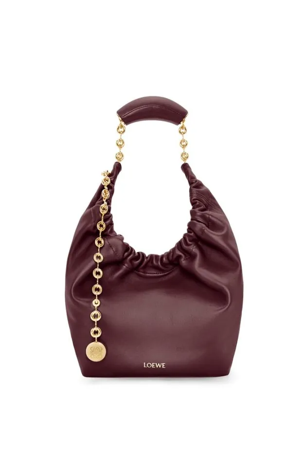Loewe Small Squeeze Bag In Nappa Lambskin Dark Burgundy Women Crossbody Bags
