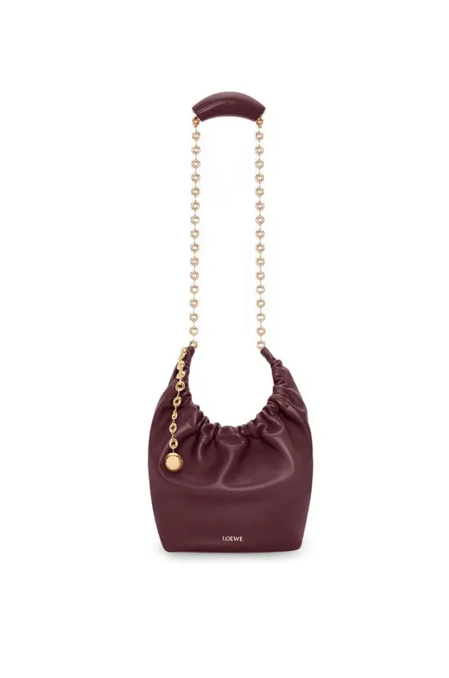 Loewe Small Squeeze Bag In Nappa Lambskin Dark Burgundy Women Crossbody Bags