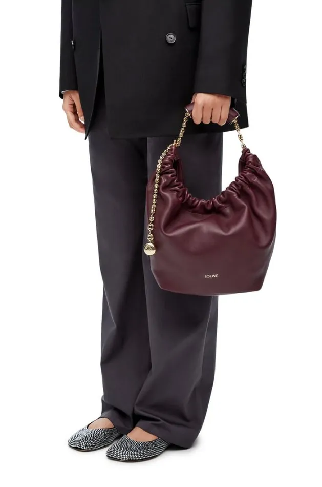 Loewe Small Squeeze Bag In Nappa Lambskin Dark Burgundy Women Crossbody Bags