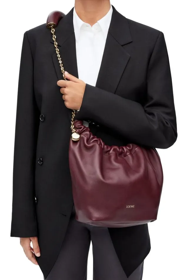 Loewe Small Squeeze Bag In Nappa Lambskin Dark Burgundy Women Crossbody Bags