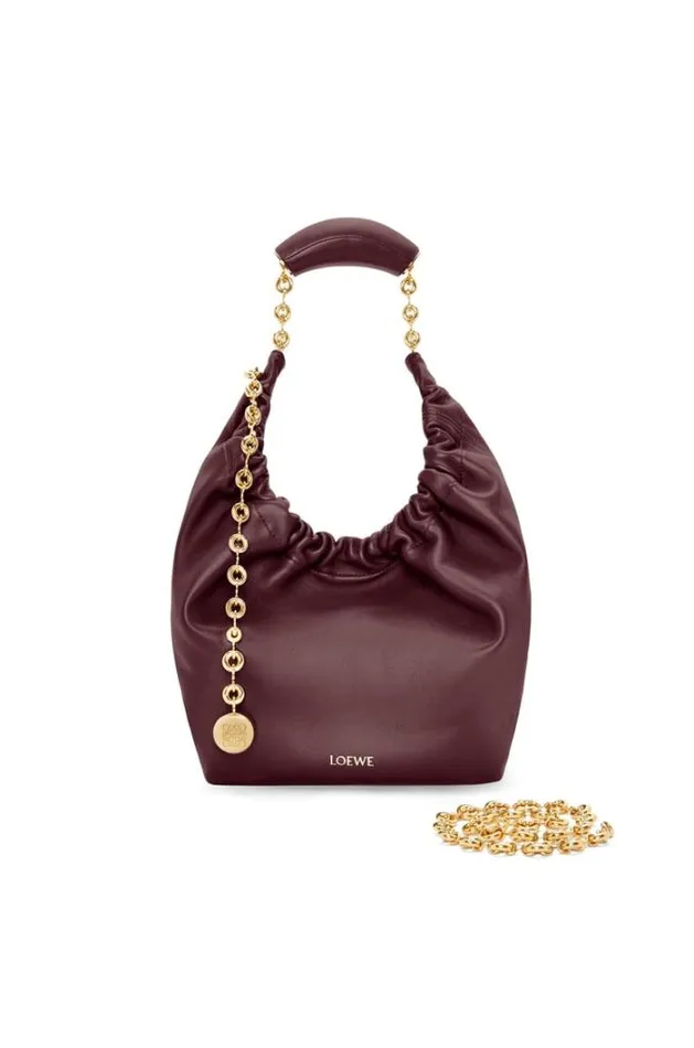 Loewe Small Squeeze Bag In Nappa Lambskin Dark Burgundy Women Crossbody Bags