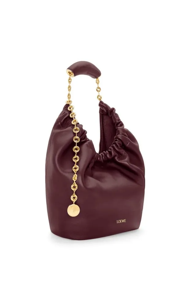 Loewe Small Squeeze Bag In Nappa Lambskin Dark Burgundy Women Crossbody Bags