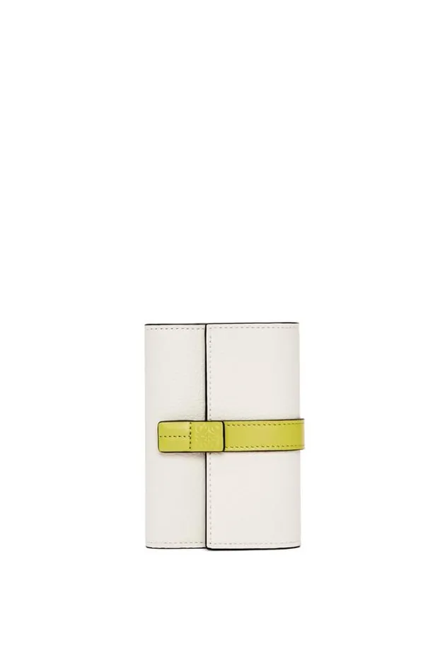 Loewe Small Vertical Wallet In Soft Grained Calfskin Soft Whitelime Yellow Women Small Wallets