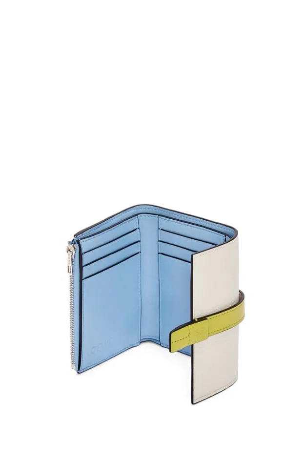Loewe Small Vertical Wallet In Soft Grained Calfskin Soft Whitelime Yellow Women Small Wallets