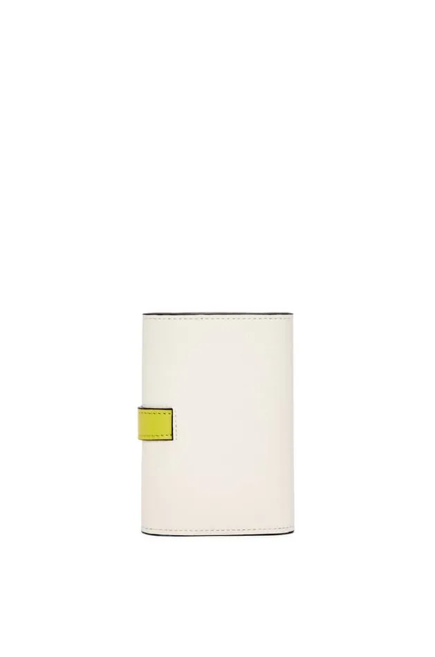 Loewe Small Vertical Wallet In Soft Grained Calfskin Soft Whitelime Yellow Women Small Wallets