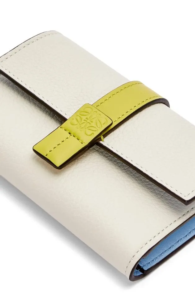 Loewe Small Vertical Wallet In Soft Grained Calfskin Soft Whitelime Yellow Women Small Wallets