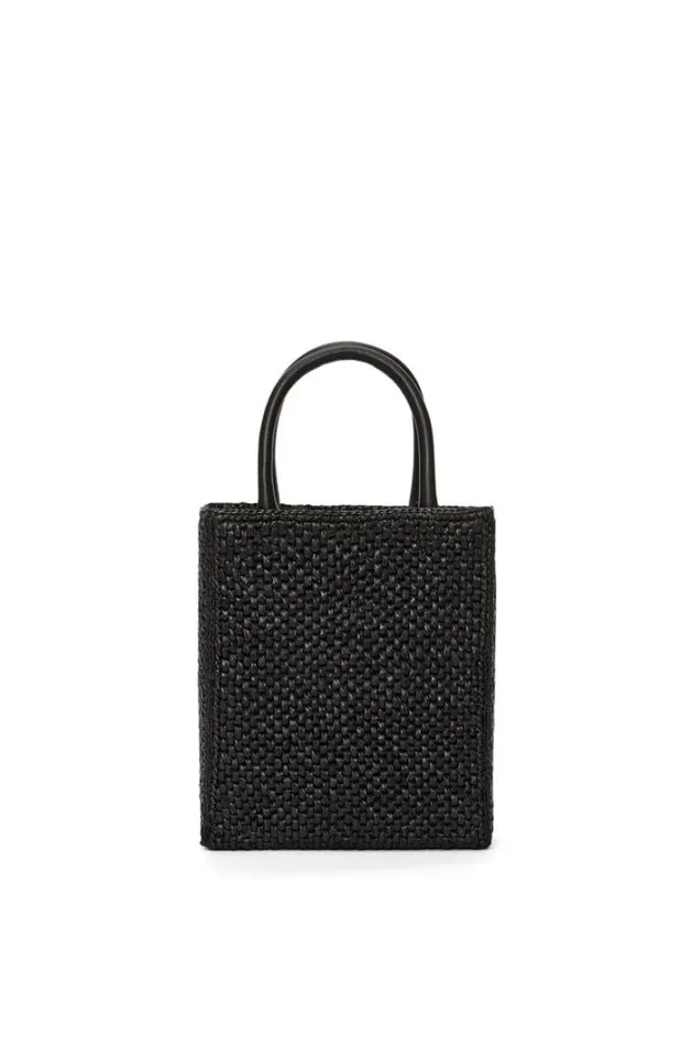 Loewe Standard A5 Tote Bag In Raffia Blackwhite Women Tote and Top Handle Bags