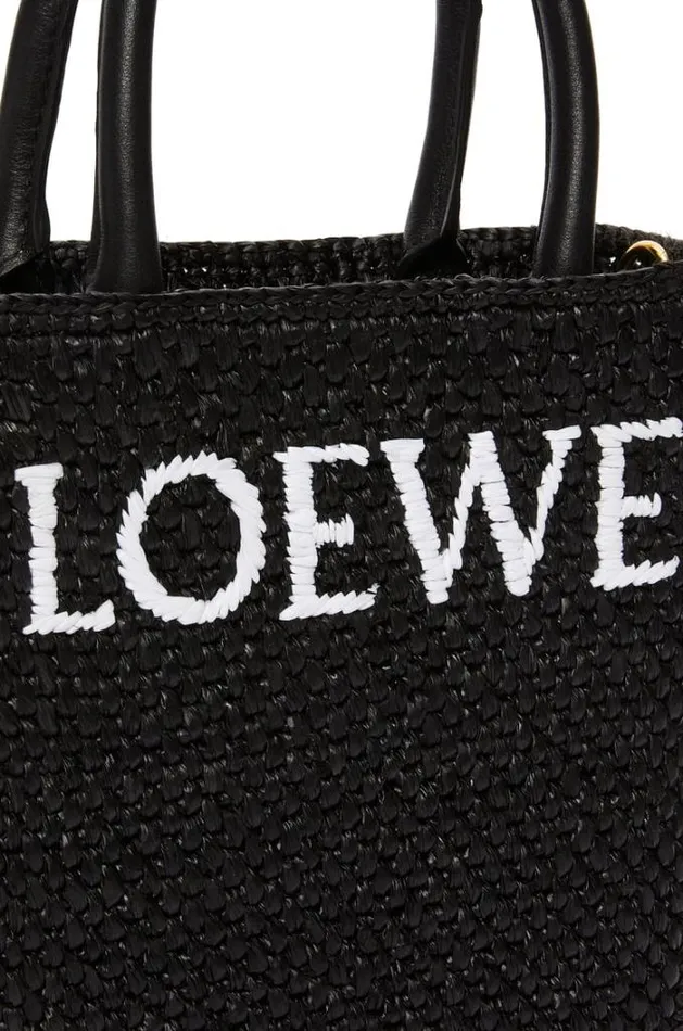 Loewe Standard A5 Tote Bag In Raffia Blackwhite Women Tote and Top Handle Bags