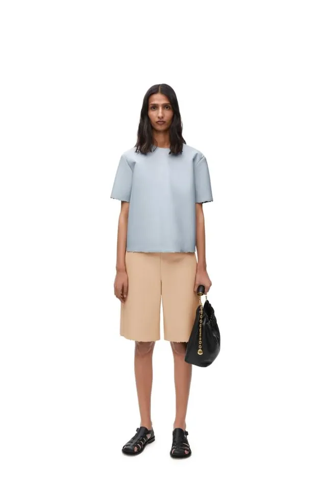 Loewe Tshirt In Nappa Lambskin Pale Blue Women Tshirts and Sweatshirts