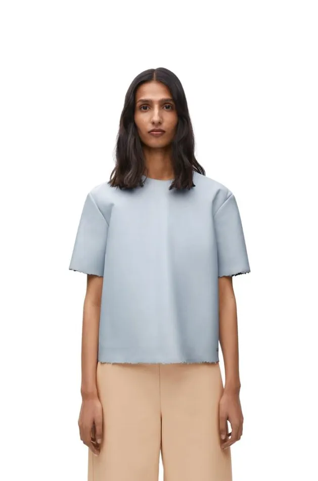 Loewe Tshirt In Nappa Lambskin Pale Blue Women Tshirts and Sweatshirts