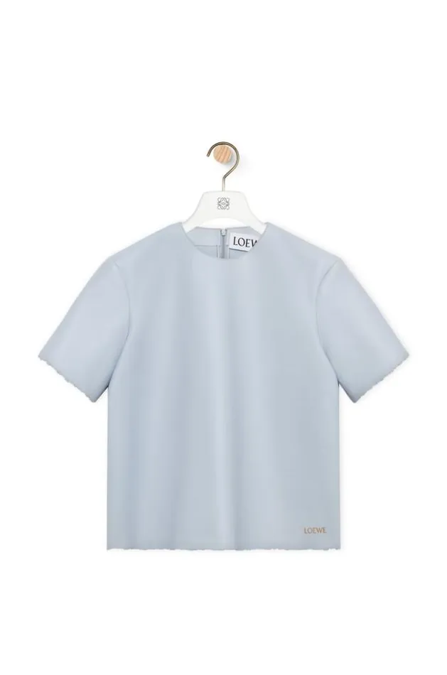 Loewe Tshirt In Nappa Lambskin Pale Blue Women Tshirts and Sweatshirts