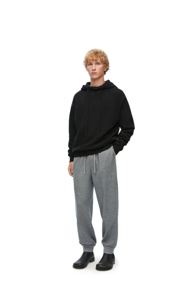Loewe Trousers In Wool And Cashmere Grey Melange Men Trousers and Shorts