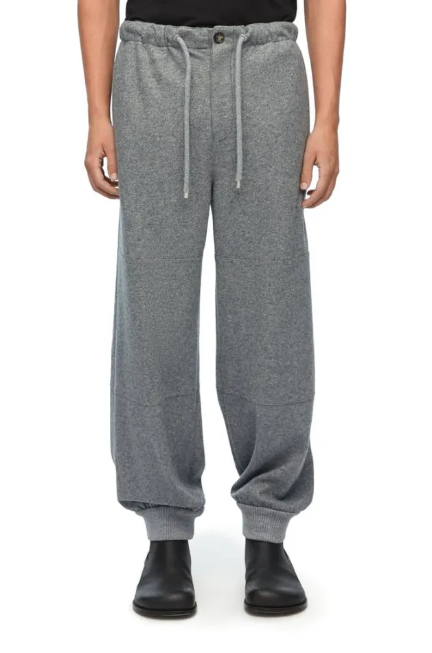 Loewe Trousers In Wool And Cashmere Grey Melange Men Trousers and Shorts