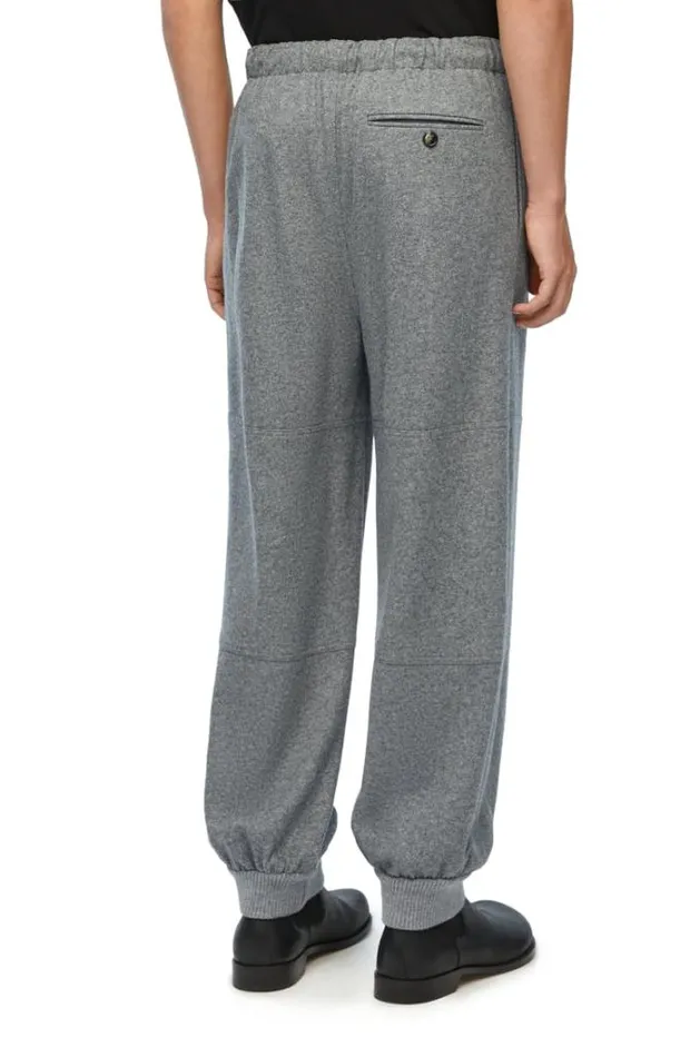Loewe Trousers In Wool And Cashmere Grey Melange Men Trousers and Shorts