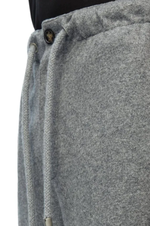 Loewe Trousers In Wool And Cashmere Grey Melange Men Trousers and Shorts