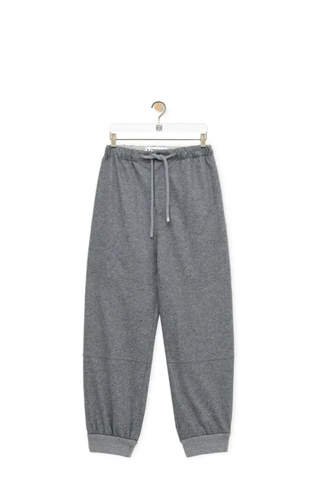 Loewe Trousers In Wool And Cashmere Grey Melange Men Trousers and Shorts