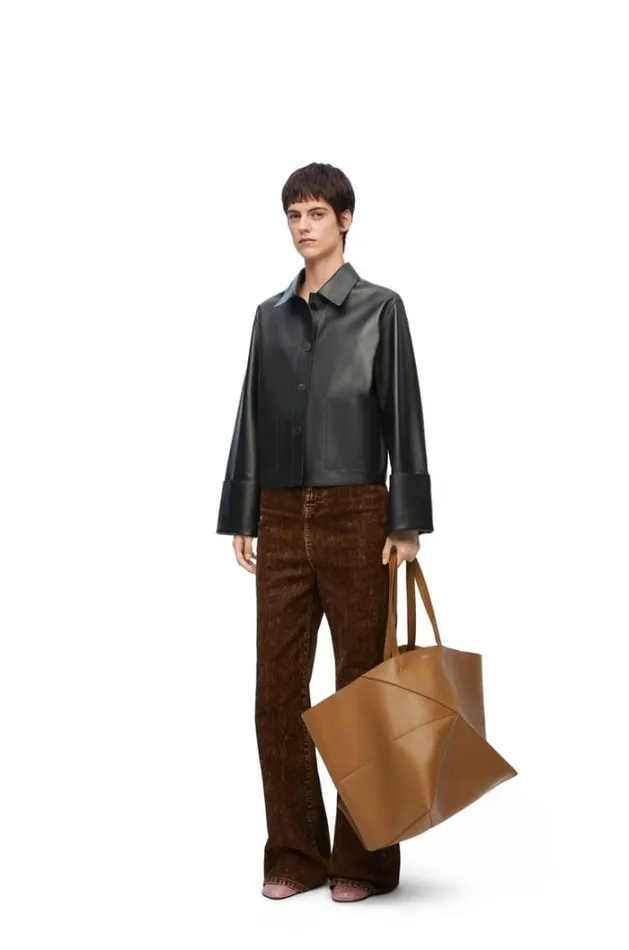 Loewe Turnup Jacket In Nappa Lambskin Black Women Leather