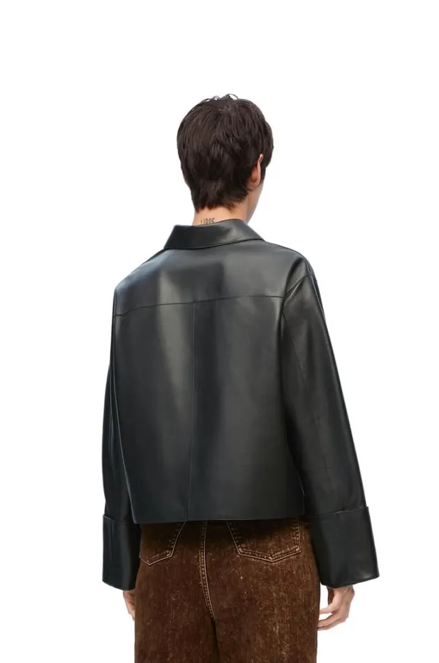 Loewe Turnup Jacket In Nappa Lambskin Black Women Leather