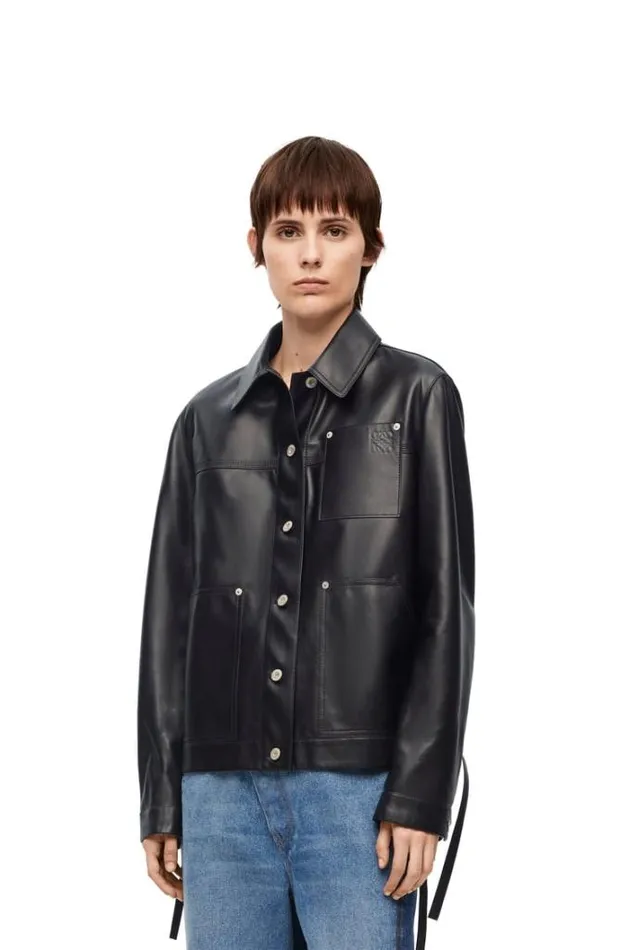 Loewe Workwear Jacket In Nappa Lambskin Black Women Jackets