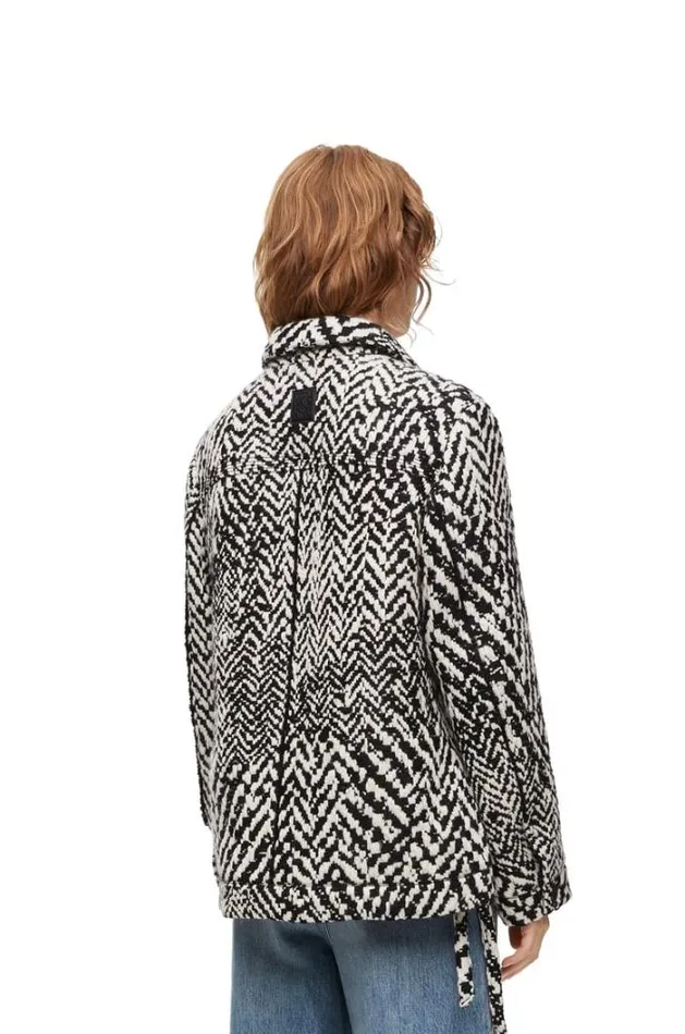 Loewe Workwear Jacket In Wool Blend Blackwhite Women Jackets