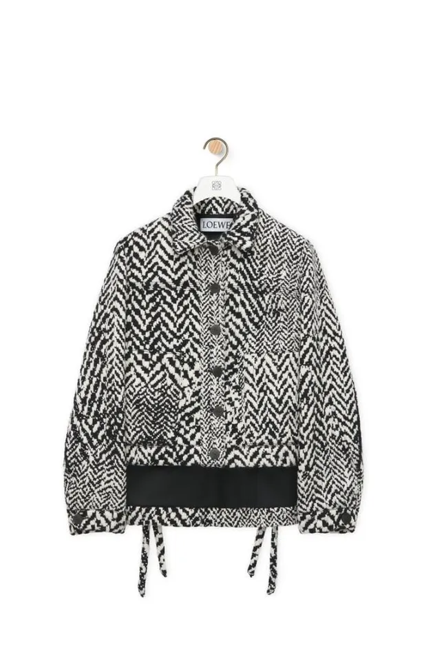 Loewe Workwear Jacket In Wool Blend Blackwhite Women Jackets