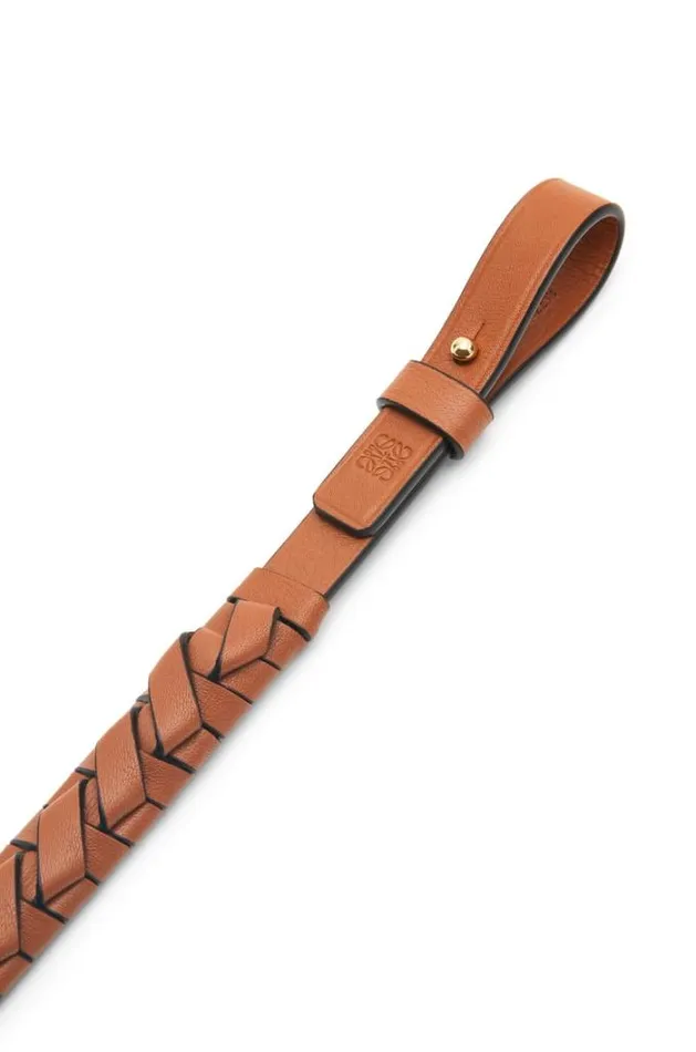 Loewe Woven Spiral Strap In Classic Calfskin Tan WomenMen Bag Straps